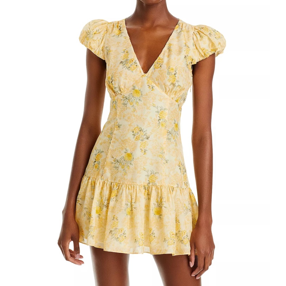 LoveShackFancy Russ Silk Mini Dress in Lemon Daydream (Size 8) - Never worn! 🍋